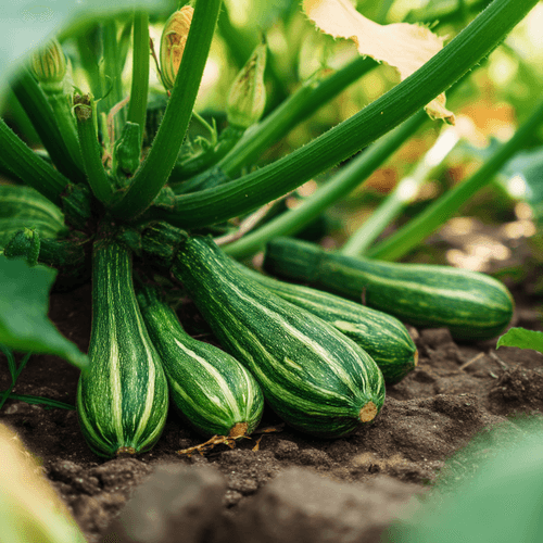 A close photo of zucchinis