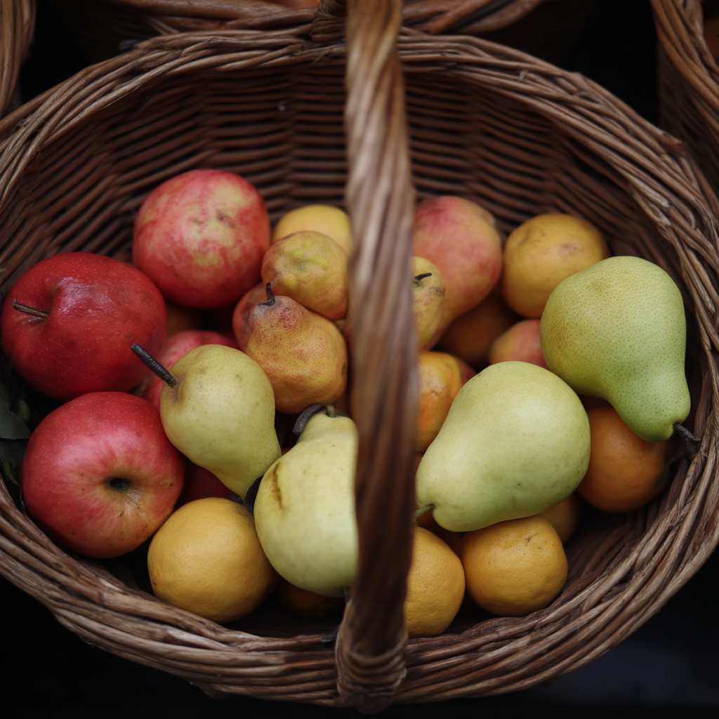 A basket full of Pome fruits